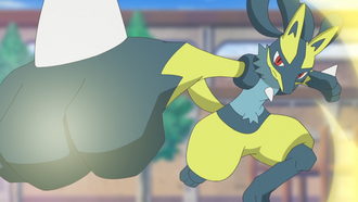 Lucario variocolor de Rod usando cuerpo a cuerpo/a bocajarro.