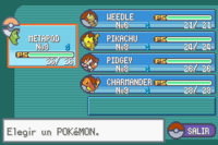 Un equipo en Pokémon Rojo Fuego y Verde Hoja.