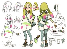 Boceto de Rika en Pokémon Sol y Luna.