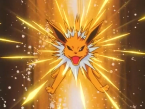Jolteon de Sparky usando Misil Aguja/Pin Misil.