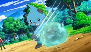Dewott usando corte furia.