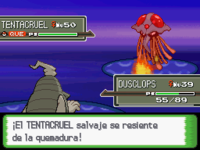 Un Tentacruel quemado en Pokémon Platino.