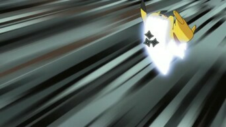 Pikachu de Ash usando cola férrea.