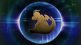 Dragonite dentro de la Pokébola/Poké Ball.