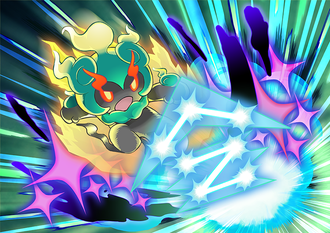 Marshadow usando el movimiento Z constelación robaalmas.
