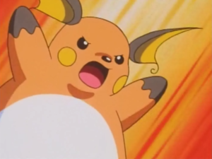 Raichu del Teniente Surge usando Derribo.
