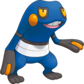 Croagunk en Pokémon Mundo misterioso: Exploradores del tiempo y Exploradores de la oscuridad.