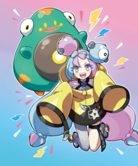 Artwork de e-Nigma y Bellibolt en Pokémon Masters EX.