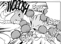 Hitmonchan de Bruno usando puño cometa .