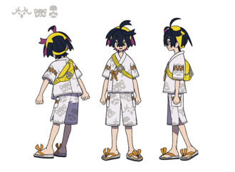 Bocetos del diseño de Cass con kimono.