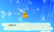 Comienza la aventura con Pikachu cayendo del cielo.