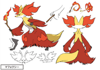 Bocetos del diseño Delphox.