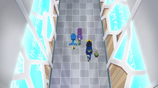 Pasillo camino a la cafetería.