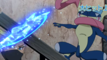 Greninja usando shuriken de agua.