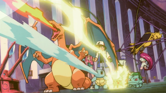 Squirtle de Ash usando pistola agua.