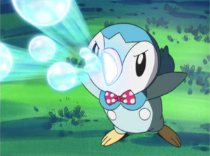Piplup usando rayo burbuja.