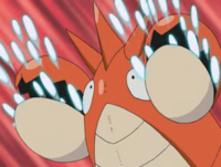 Corphish usando rayo burbuja.