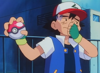A Ash le molesta el mal olor de la Pokébola/Poké Ball de Muk.