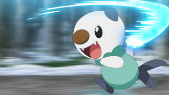 Oshawott de Ash usando concha filo.