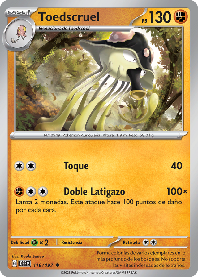 Toedscruel (Llamas Obsidianas TCG) - WikiDex, la enciclopedia Pokémon