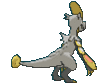 Imagen posterior de Hakamo-o en Pokémon Sol, Pokémon Luna, Pokémon Ultrasol y Pokémon Ultraluna
