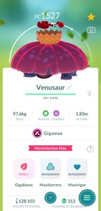 Mismo Venusaur gigamaxizado sin cambiar su altura.