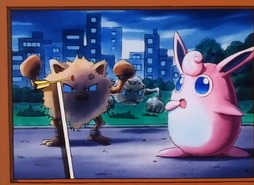 Pero durante el conflicto una flecha desviada iba a golpear a Wigglytuff.