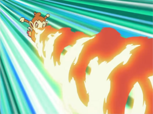 Chimchar usando giro fuego.