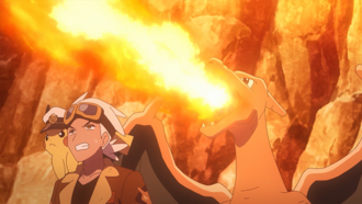 Charizard de Friede usando lanzallamas.
