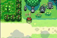 Estatuas de los Pokémon adelantados en Pokémon Mundo Misterioso: Equipo de rescate Rojo y Equipo de rescate Azul.