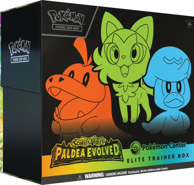 Archivo:Evoluciones en Paldea Caja de Entrenador Élite del Pokémon Center.png