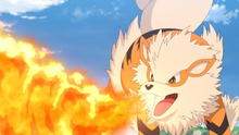 Arcanine de Diana usando lanzallamas.