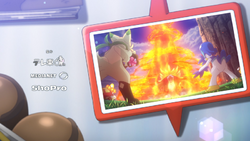 Foto de Floragato, Crocalor, Quaxwell y Capi contra Flamariete mostrada en el EP1318.