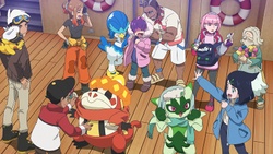 Foto de Liko, Rod, Doti y Friede preparándose para ir a la Montaña Pericarpio mostrada en el EP1321.