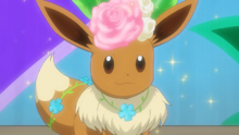 Eevee luciendo un atuendo.