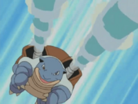 Blastoise usando hidrobomba.