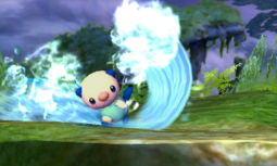 Oshawott usando surf en SSB4.