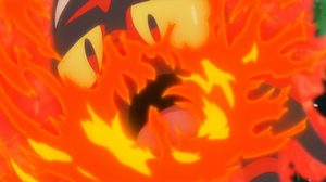 Litten de Ash usando Colmillo de Fuego/Colmillo Ígneo.
