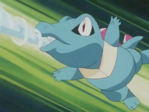 Totodile usando pistola agua.
