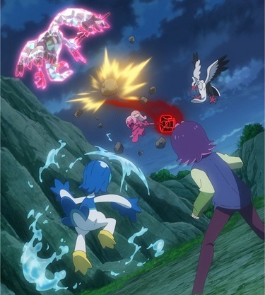 Foto de Doti, Quaxwell y Tinkatuff combatiendo contra los Bombirdier mostrada en el EP1307.