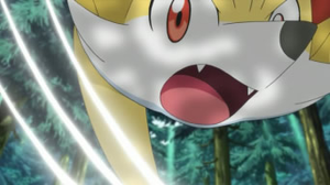 Fennekin usando arañazo.