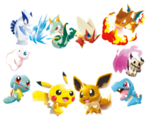 Artwork de varios Pokémon en el juego