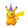 Pikachu con gorro de fiesta morado