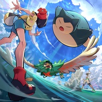 Ilustración de Tachihadakaru Kabigon con temática de Pokémon Sol y Pokémon Luna.