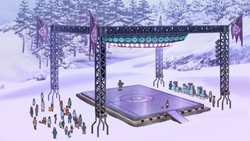 Campo de batalla del Gimnasio de Pueblo Hozkailu en el anime