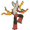 Imagen posterior de Mega-Blaziken en Pokémon X, Pokémon Y, Pokémon Rubí Omega, Pokémon Zafiro Alfa, Pokémon Sol, Pokémon Luna, Pokémon Ultrasol y Pokémon Ultraluna