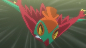 Hawlucha usando Plancha Voladora.