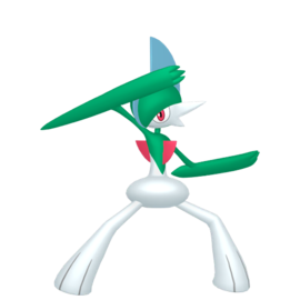 Ilustración de Gallade en Pokémon HOME. Se puede apreciar cómo la línea vuelve a tener volumen.