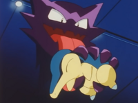 Haunter de Morty/Morti usando Lengüetazo.