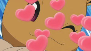 Eevee de Ilima/Liam usando Ojitos Tiernos.